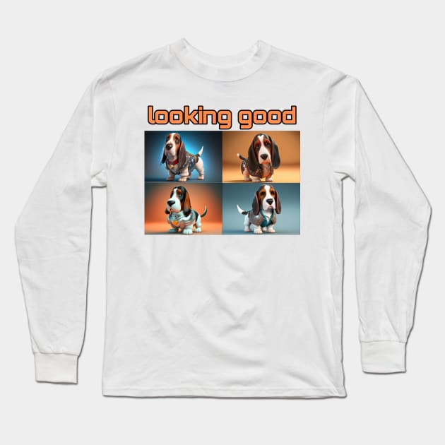 Basset Hound - Looking Good and dressed for success Long Sleeve T-Shirt by TheArtfulAI